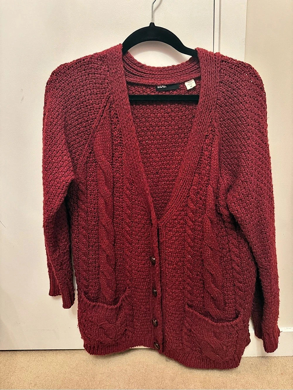 BGD. Cable Knit Cardigan in Red Size Medium